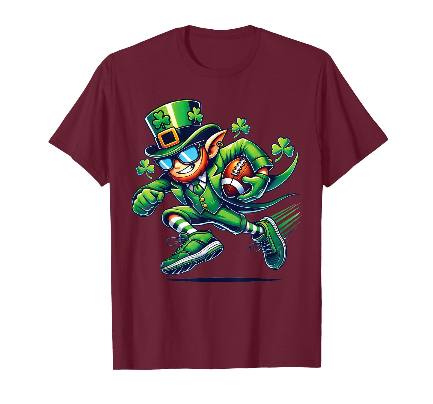 Leprechaun Playing Football Quarterback Receiver St Patricks T-Shirt