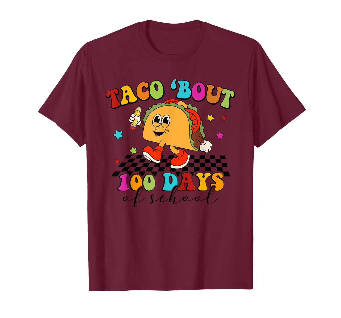 Retro Groovy Taco Bout 100 Days of School Teacher Student T-Shirt