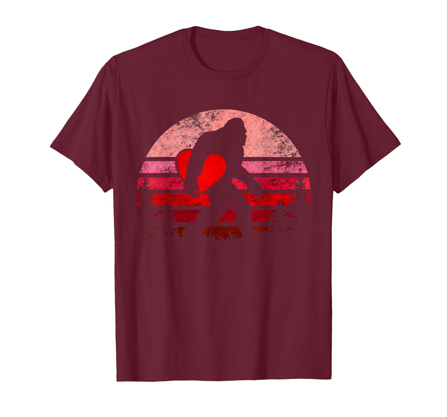 Bigfoot Heart Valentine's Day Boys Girls Kids Love Sasquatch T-Shirt
