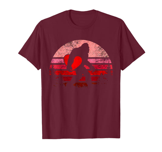 Bigfoot Heart Valentine's Day Boys Girls Kids Love Sasquatch T-Shirt