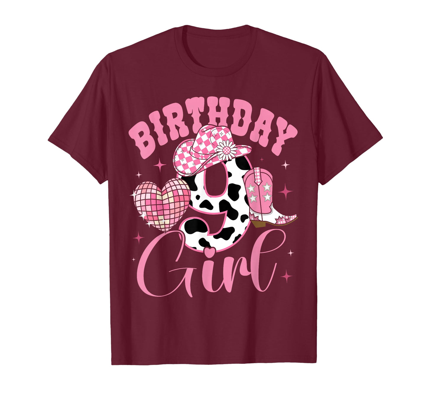 Happy 9th Birthday Girl Outfit Rodeo Western Cowgirl Cowboy T-Shirt