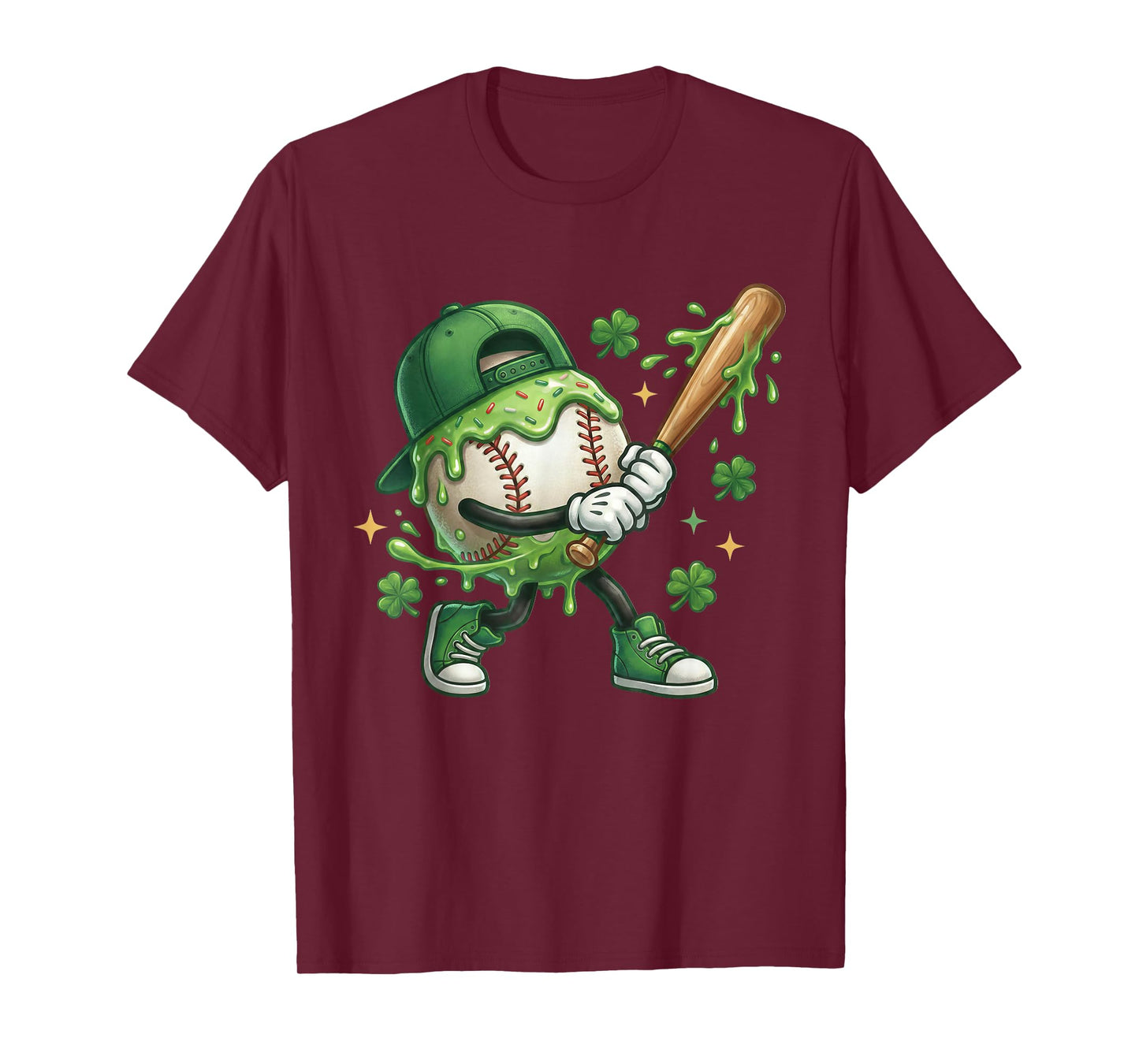 St Patricks Day Shamrock Baseball Drip Icecream Irish Boys T-Shirt