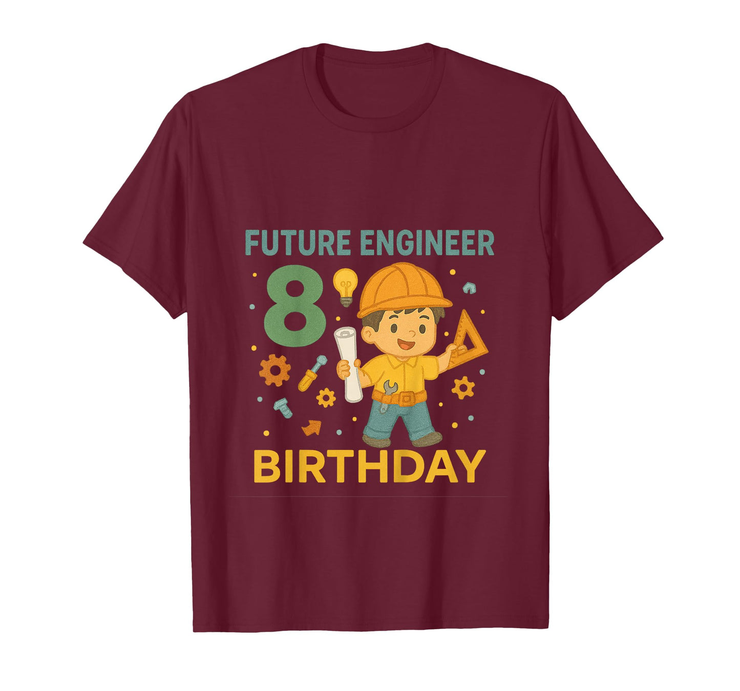 Kids Future Engineer 8 Birthday T-Shirt