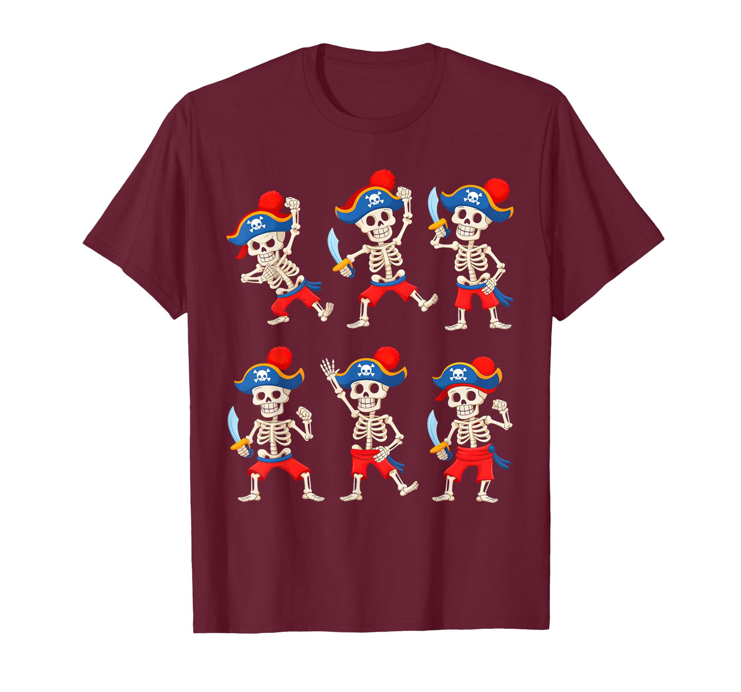 Dancing Skeleton Pirate Halloween Costume Boys Girls Kids T-Shirt