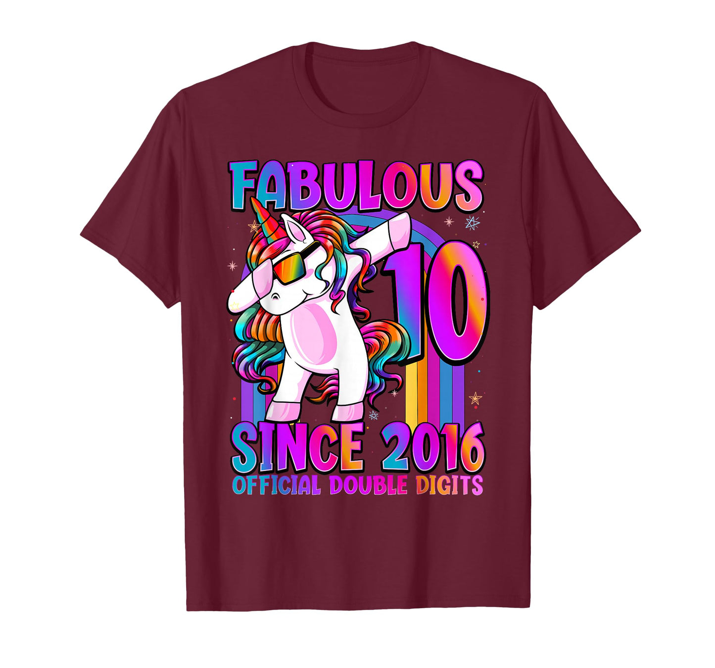10 Year Old Girl Awesome Since 2016 Unicorn 10th Birthday T-Shirt