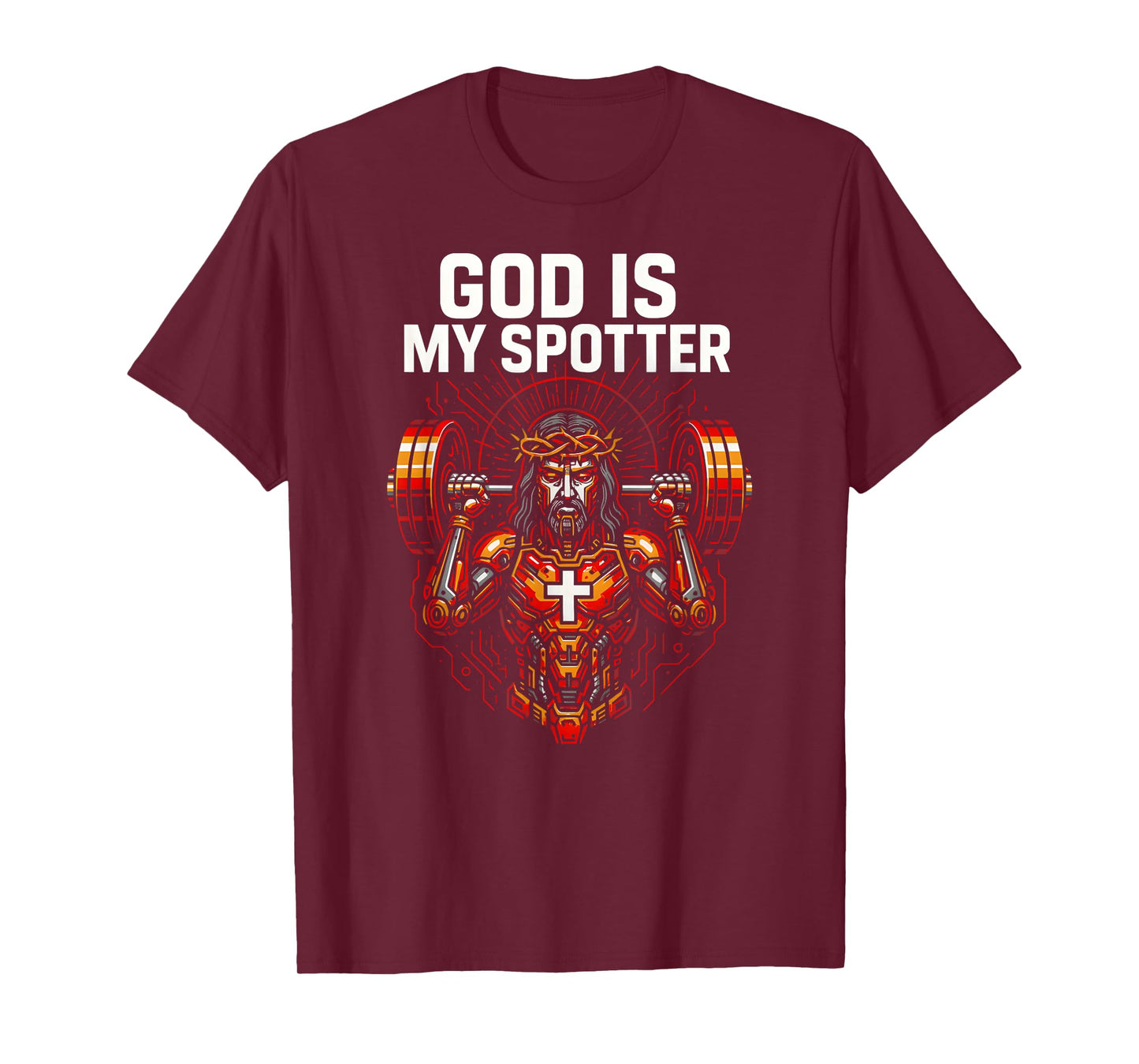 Christian Fitness God is My Spotter Cool Mens Religious T-Shirt