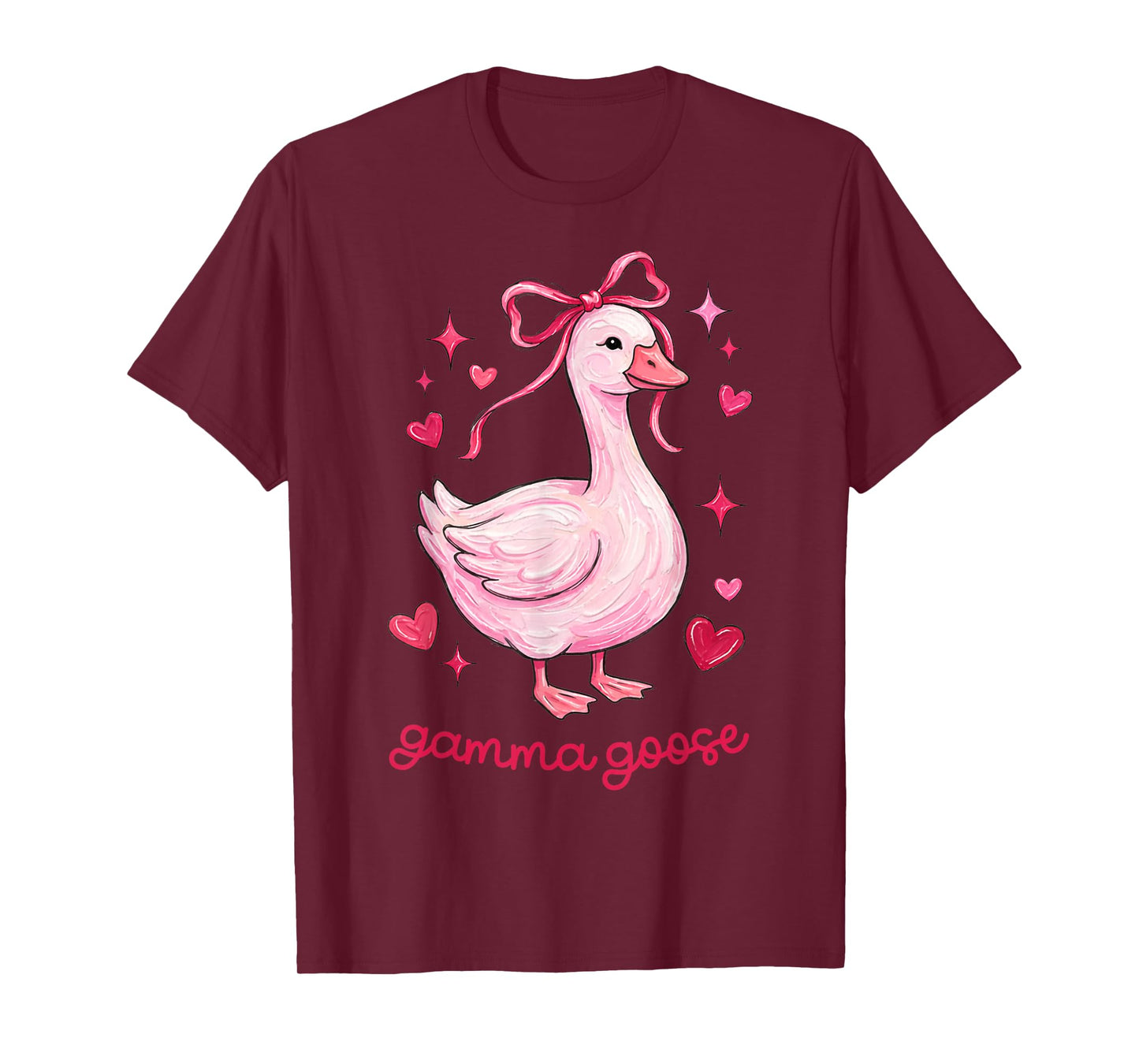 Gamma Goose Coquette Bow Pink Heart Valentines Mother's Day T-Shirt