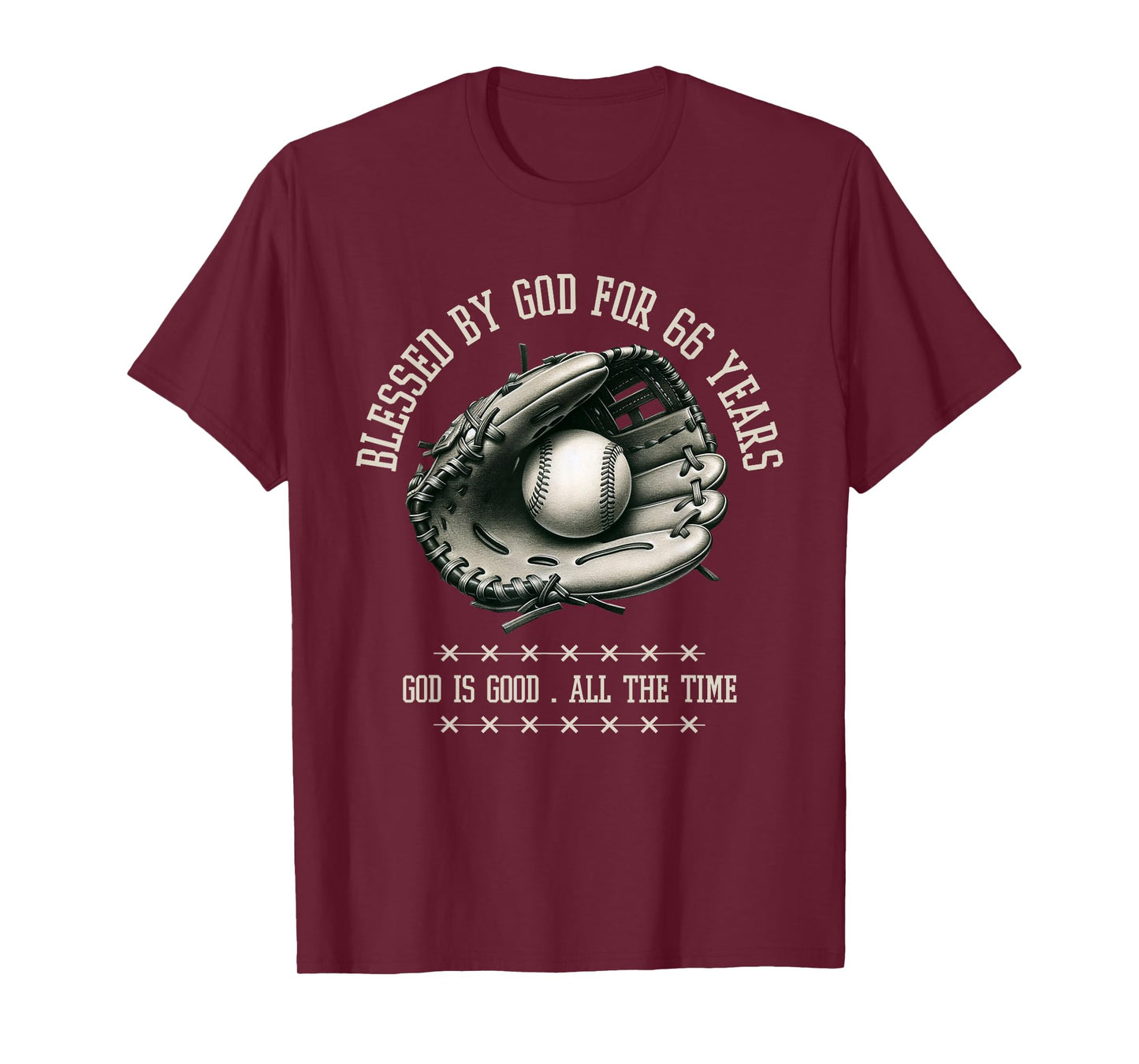 Blessed by God for 66 Years Old Baseball 66th Birthday Gifts T-Shirt