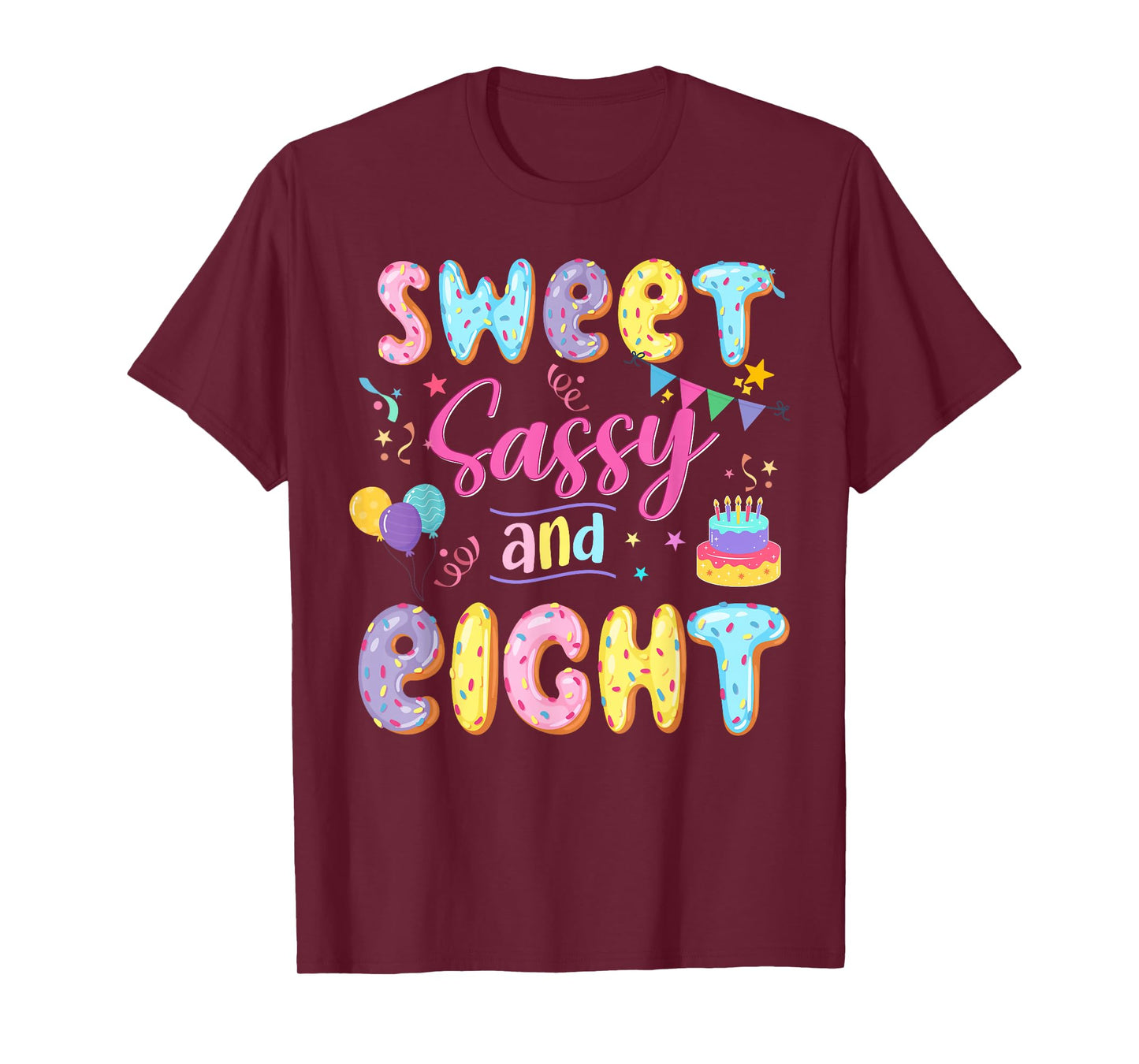 8Th Birthday Girl Sweet Sassy And Eight Donut 8 Year Old Kid T-Shirt