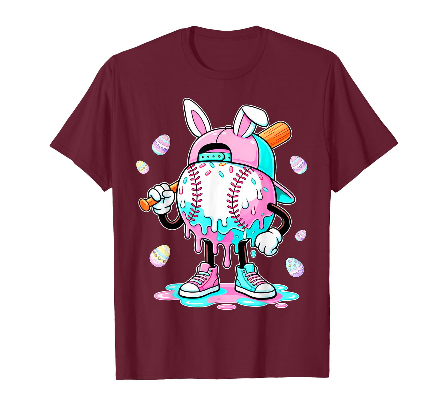 Dripping Drip Tie Dye Baseball Easter Bunny Men Boy Kid T-Shirt