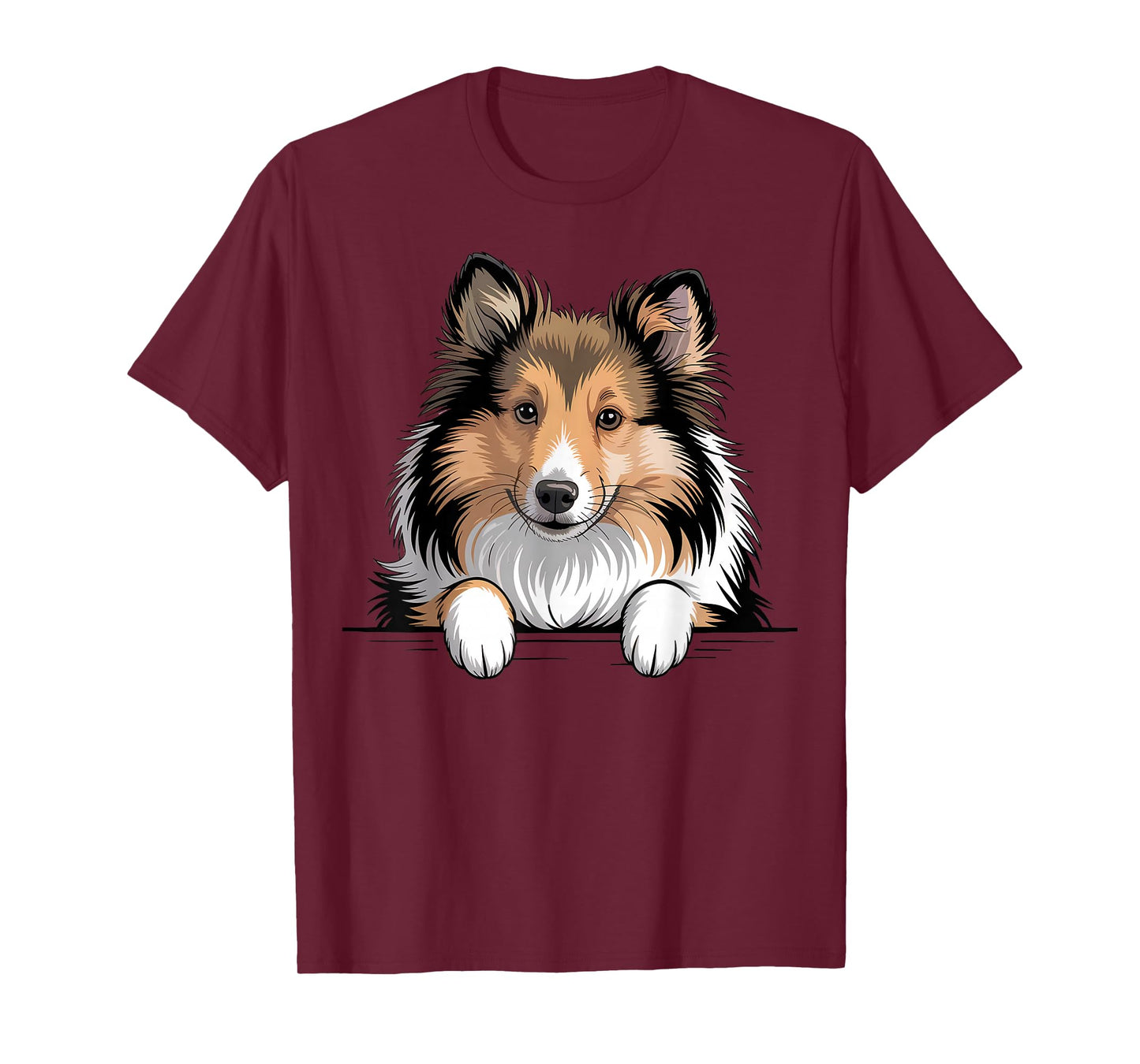 Sheltie Funny Peeking Shetland Sheepdog Puppy Dog Lover T-Shirt