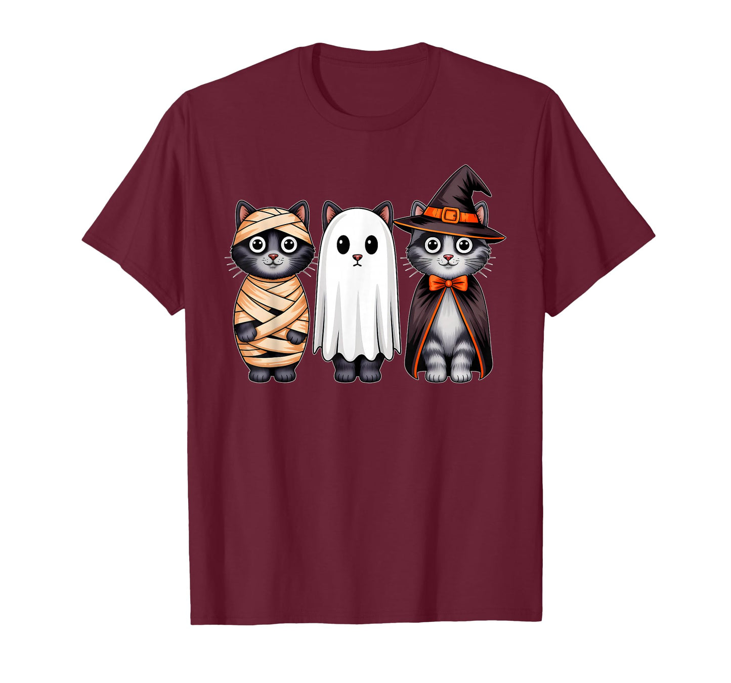 Black Cat Witch Ghost Pumpkin Halloween Costume Girls Women T-Shirt