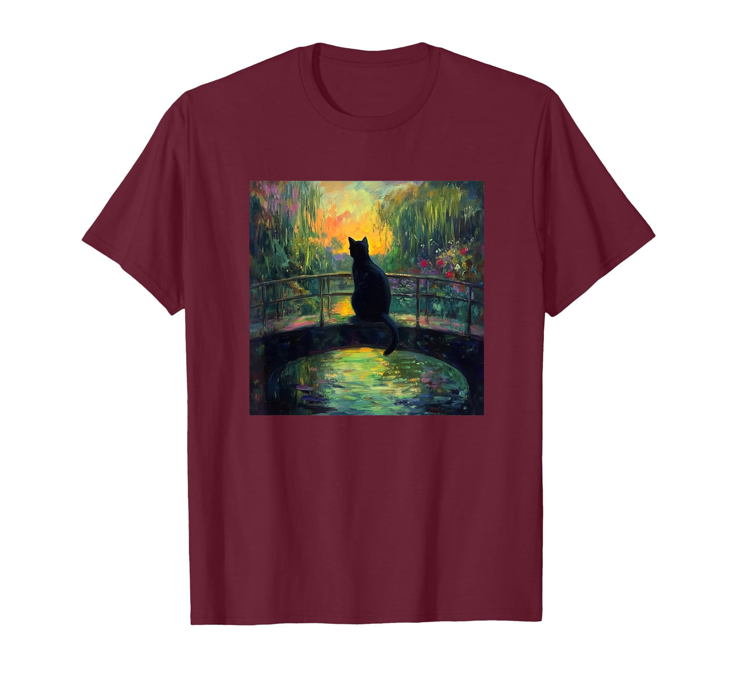 Funny The Japanese Bridge Monet Women Men Girl Boy Cat T-Shirt