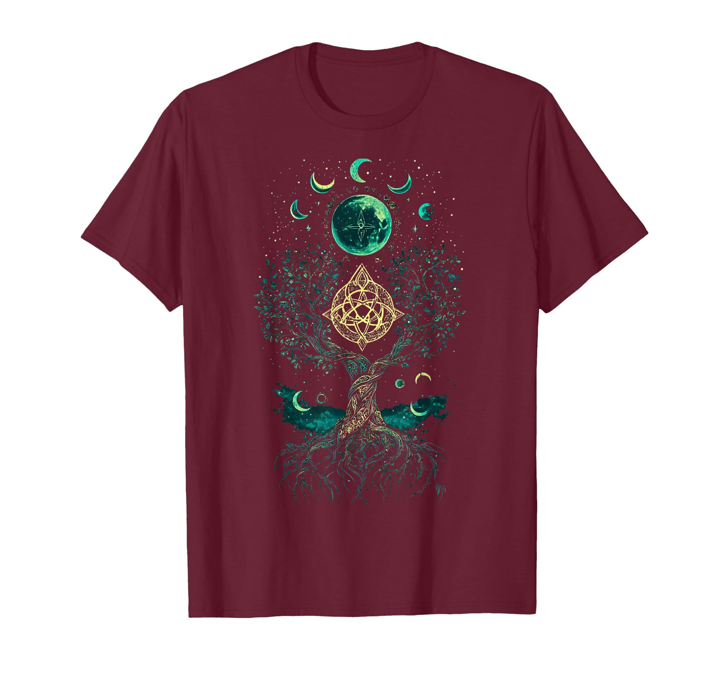 Tree Moon Phases Yggdrasil Viking Pagan Wicca T-Shirt