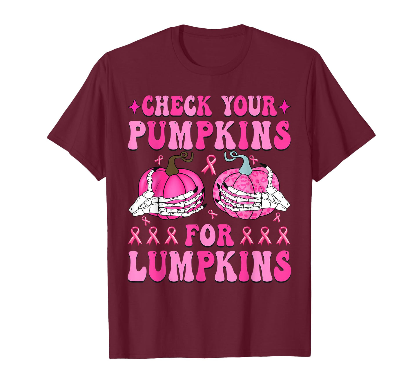 Check Your Pumpkins Breast Cancer Awareness Halloween T-Shirt
