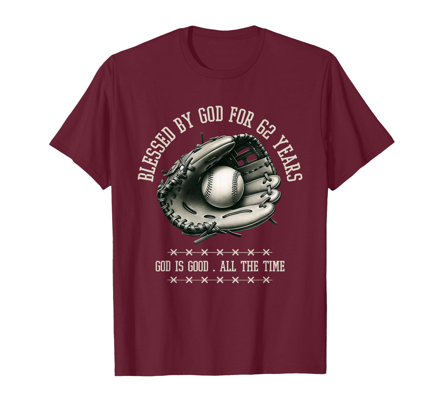 Blessed by God for 62 Years Old Baseball 62nd Birthday Gifts T-Shirt