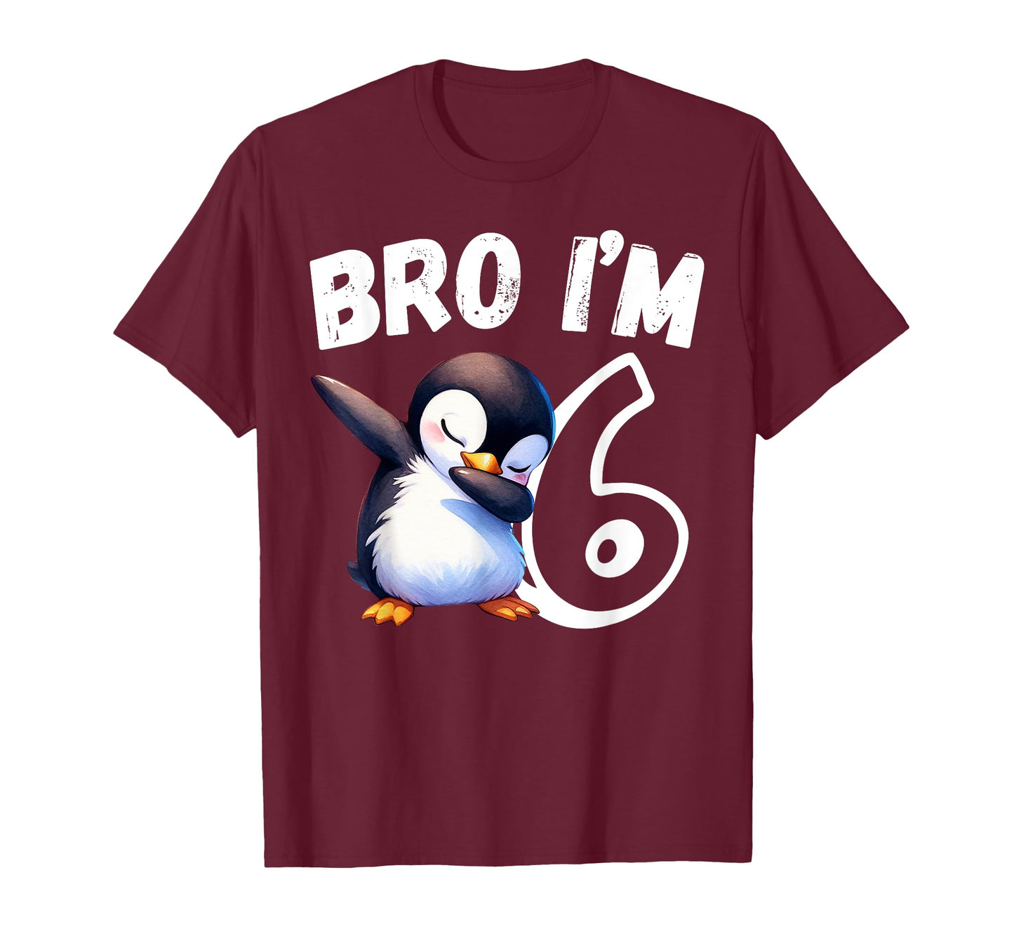 Bro I'm 6 Year Old Penguin 6th Birthday Kids Dabbing Funny T-Shirt