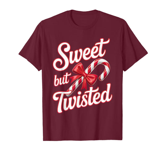 Sweet But Twisted Candy Cane Funny Christmas T-Shirt