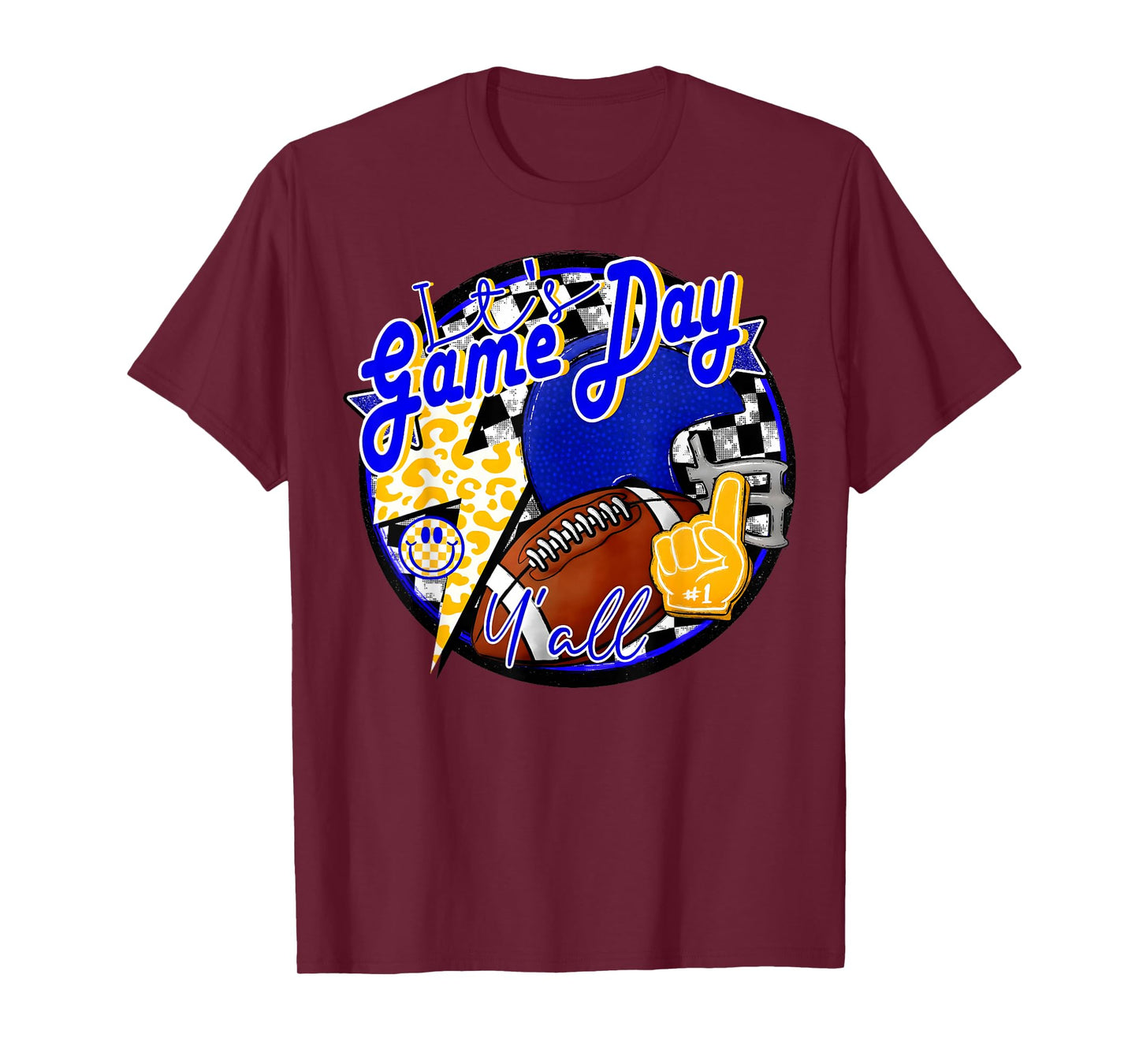 It's Game Day Y'all Retro Football Team Spirit Blue & Gold T-Shirt