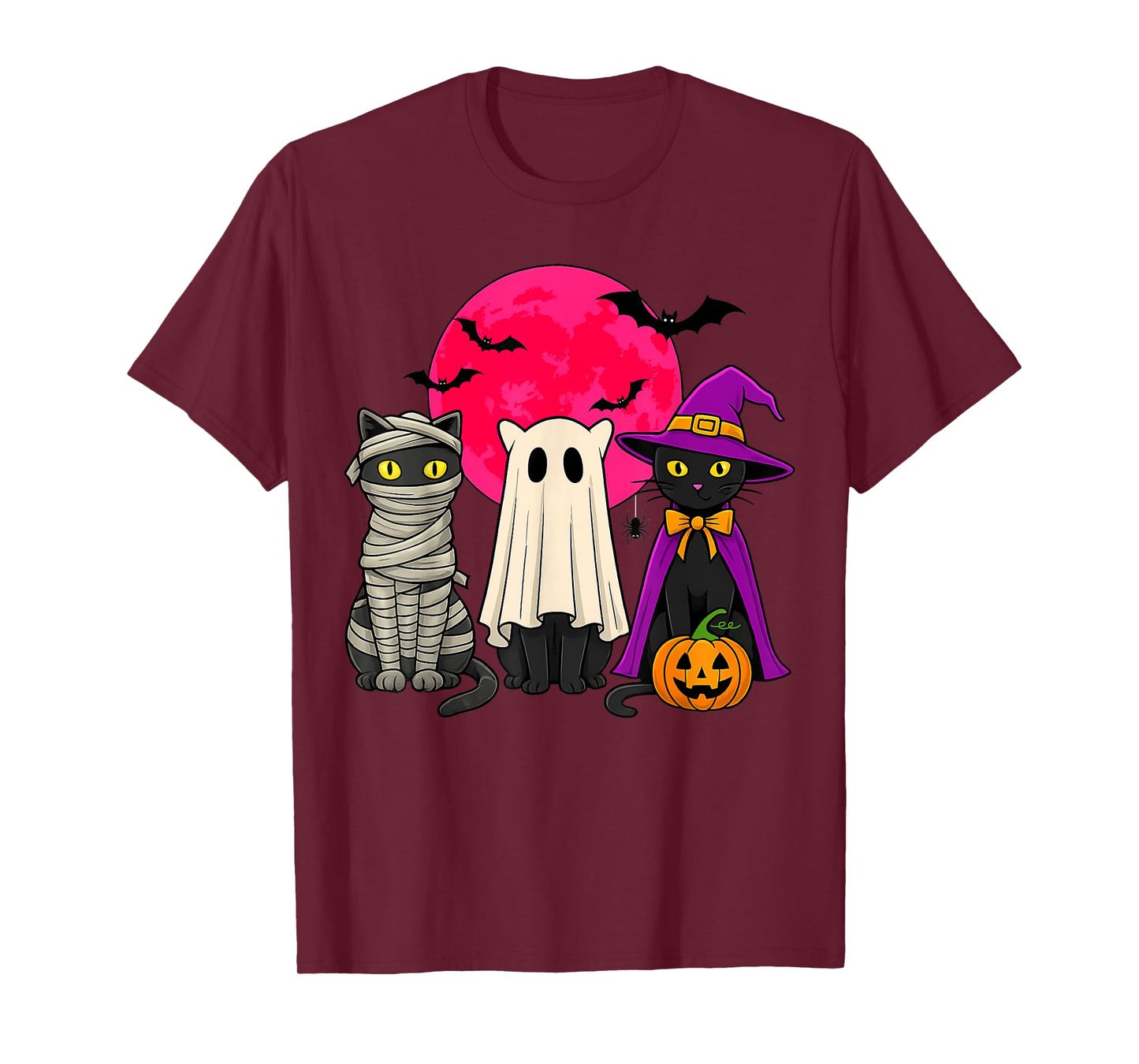 Black Cat Ghost Witch Halloween Costume Men Women Kids T-Shirt