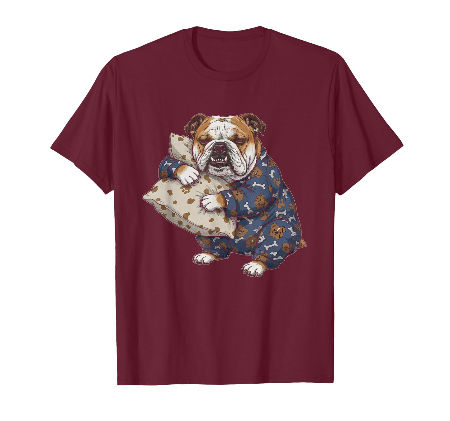 Funny Sleepy English Bulldog Pajama Men Women Kids T-Shirt