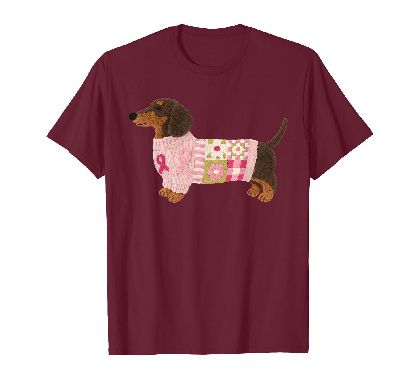 Dachshund Pink Ribbon Breast Cancer Awareness T-Shirt