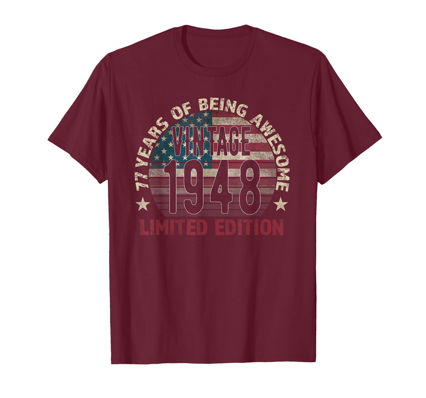 77th Birthday Gift men Vintage born 1948 turning 77 Year Old T-Shirt