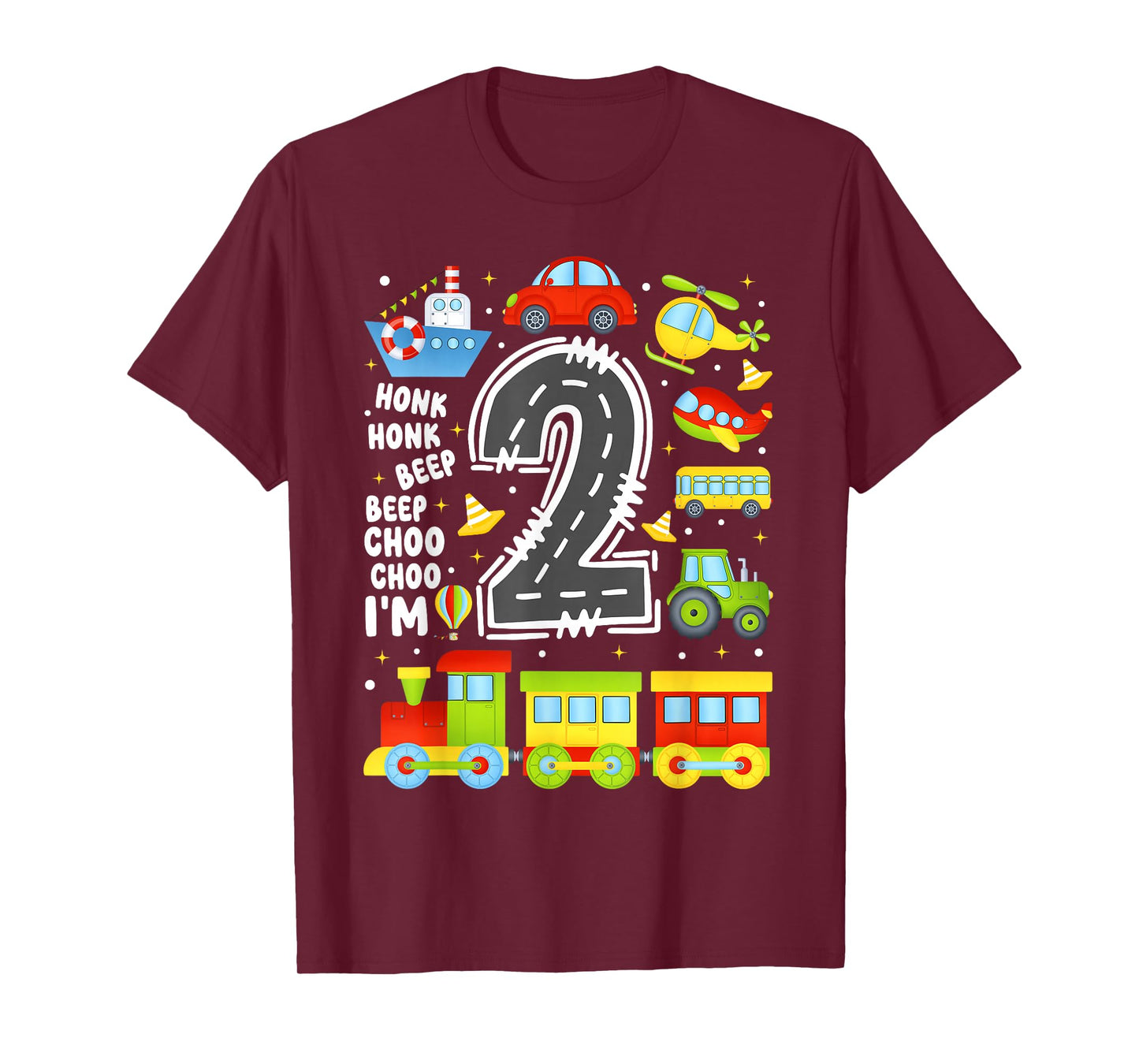 2 Years Old Boys Girls Kids 2nd Birthday Transportation T-Shirt