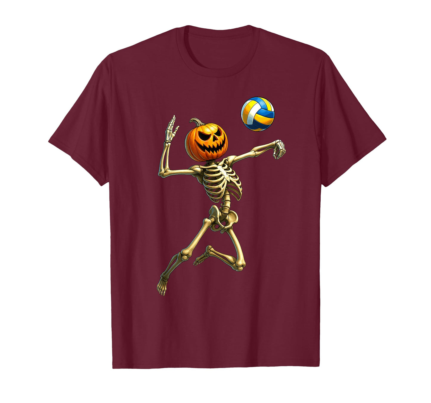 Volleyball Player Skeleton with Moon Halloween Costume Boys T-Shirt