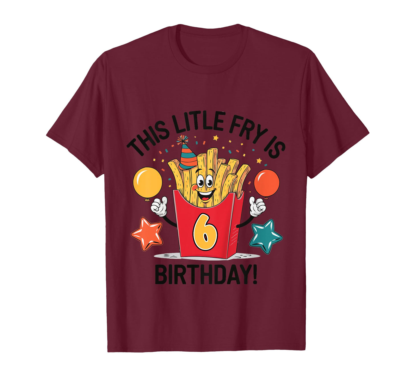 Kids French Fry 6th Birthday This Little Fry is Six T-Shirt