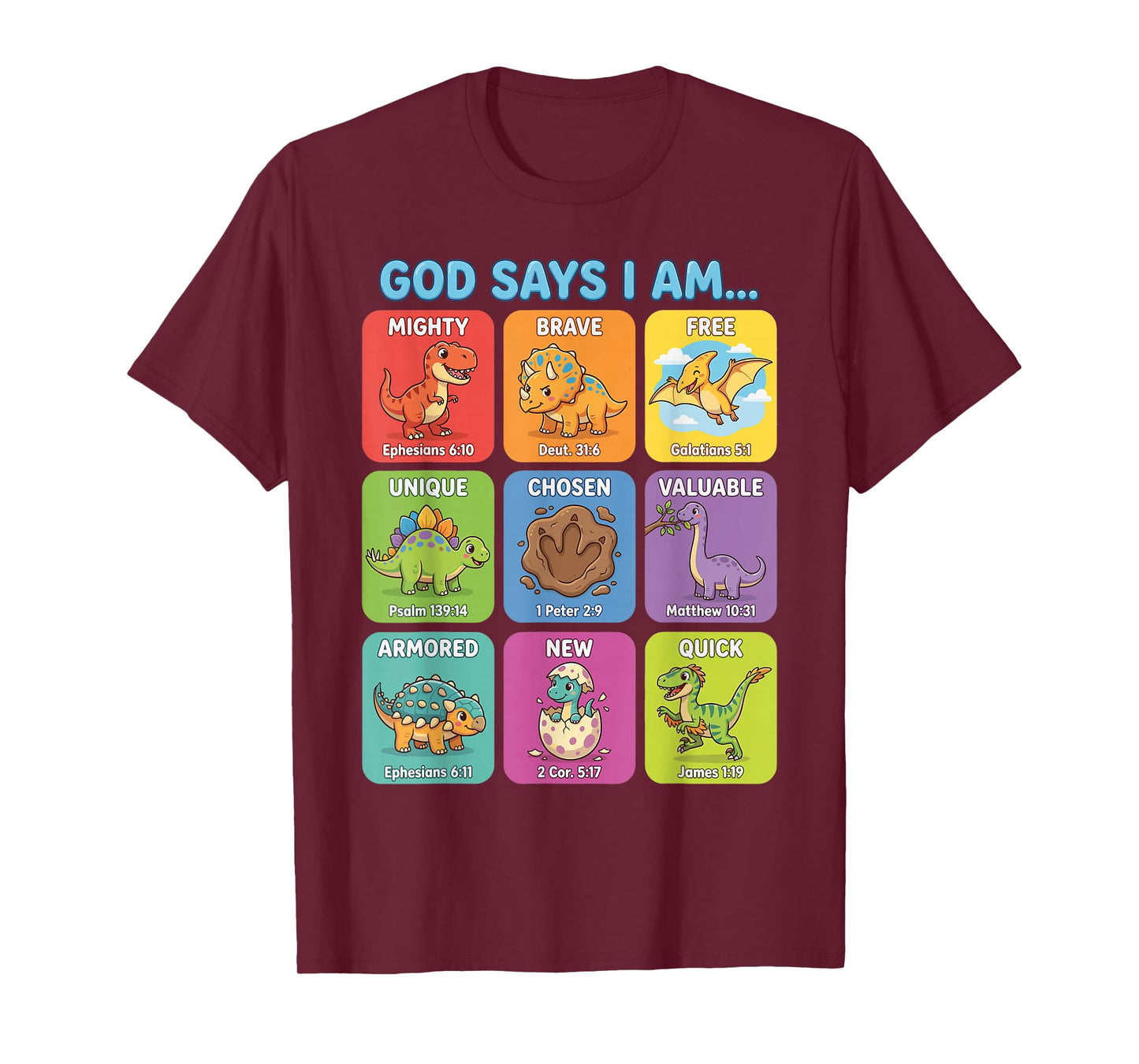 God Says I Am Bible Verses Dinosaurs for Christian Boys T-Shirt