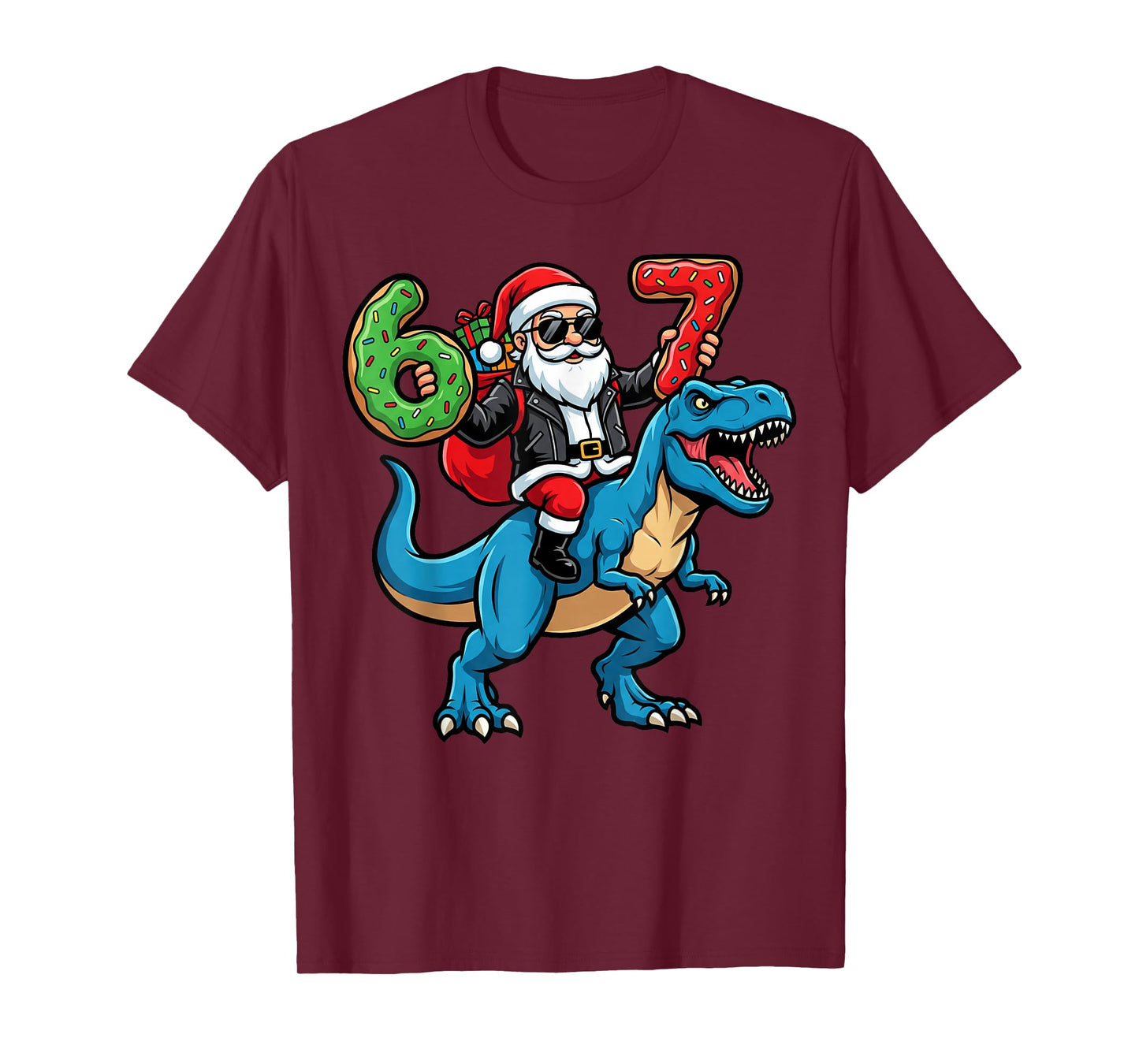 67 Christmas 6 7 Meme Funny Santa Six Seven Xmas Boys Girls T-Shirt