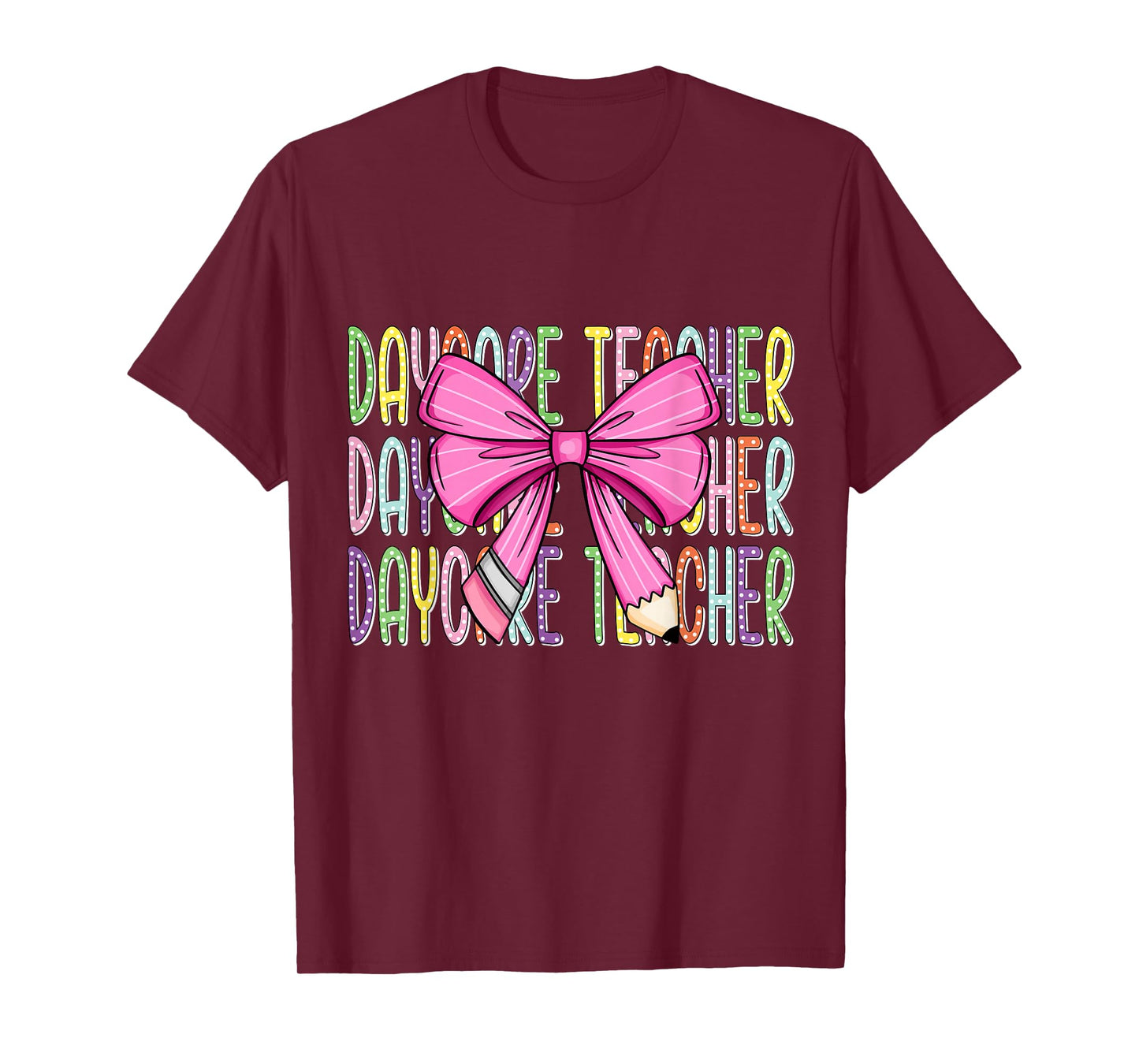 Colorful Daycare Teacher Bow Shirt T-Shirt