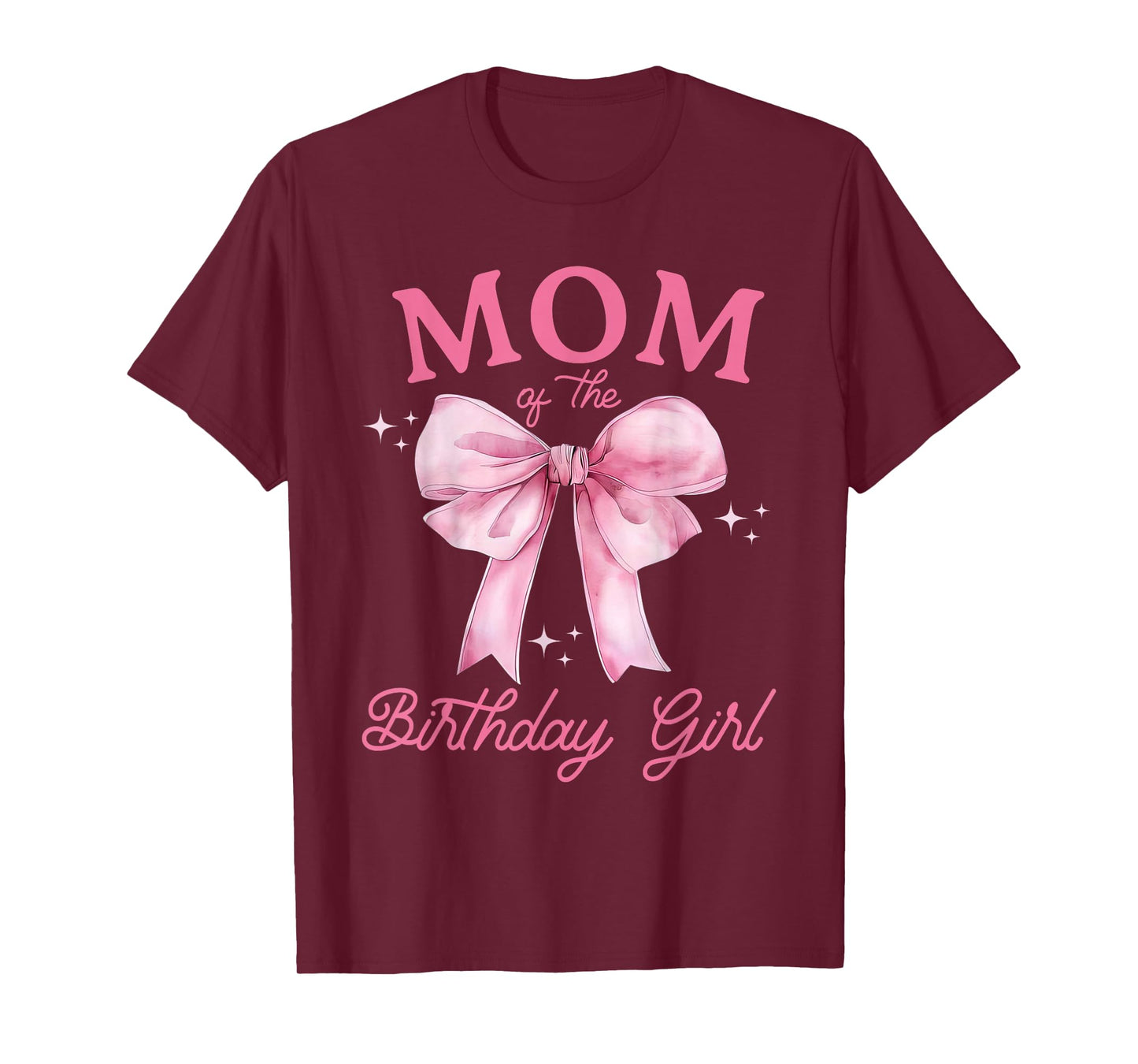 Mom of The Birthday Girl Coquette Bow Matching Family T-Shirt