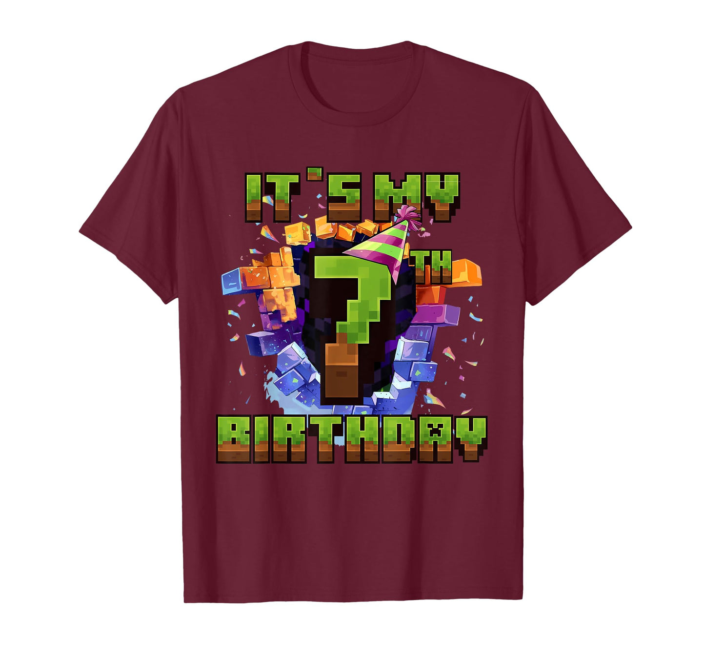 Birthday Boy Shirt It's My 7th Birthday Video Game Pixel T-Shirt