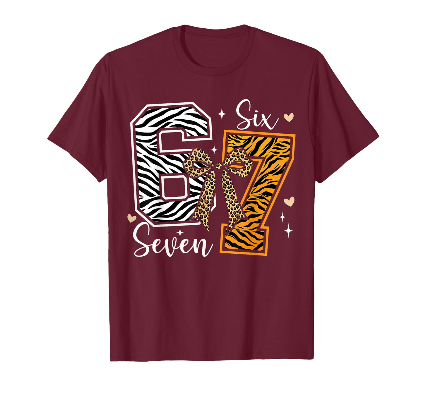 Girls Animal Print Clothes Six Seven Kids 67 Meme Zoo T-Shirt