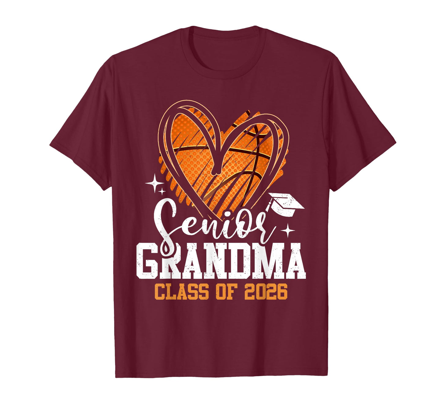 Senior Grandma Class of 2026 Basketball Graduation Heart T-Shirt