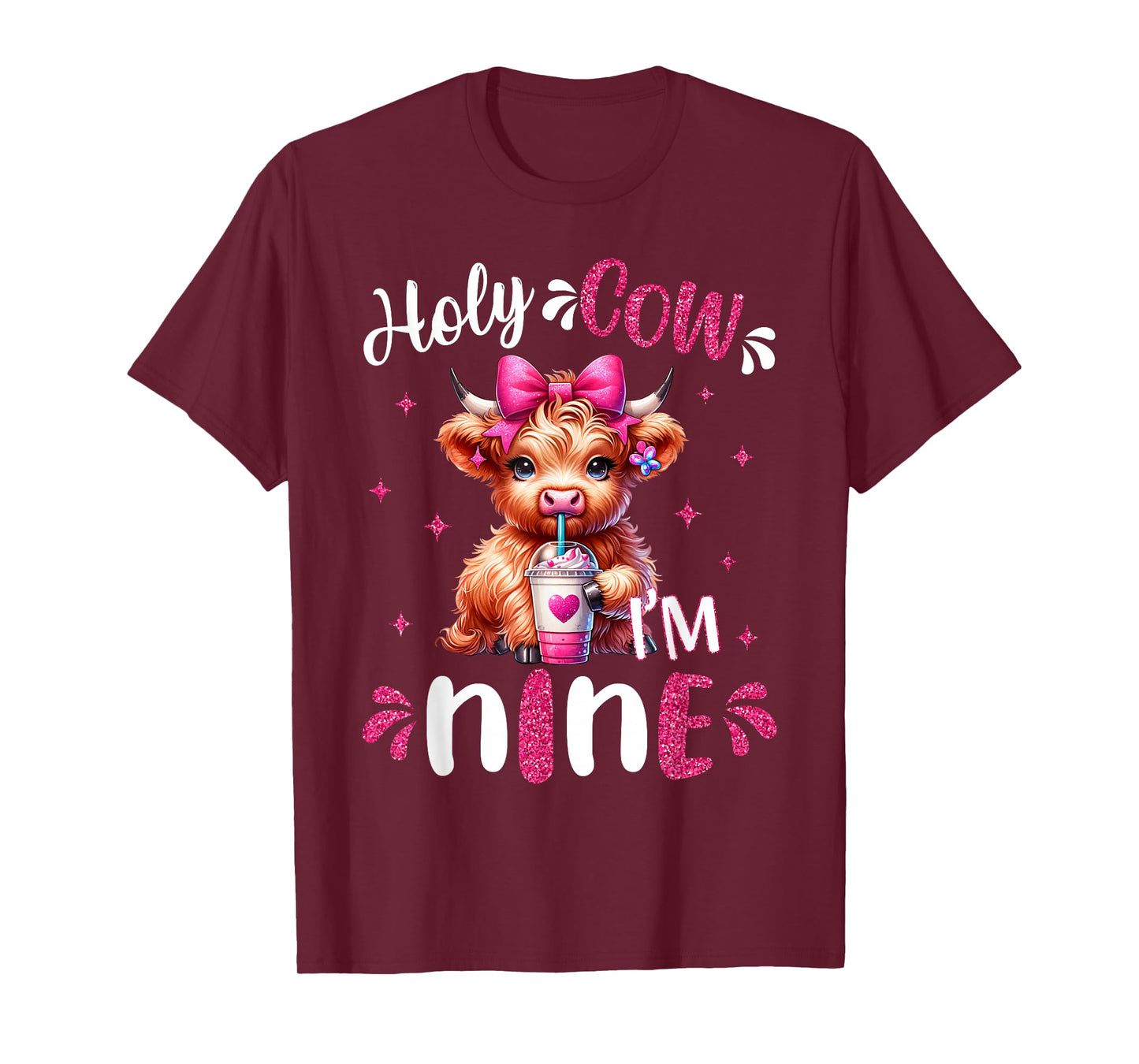 Holy Cow I'm Nine 9 Years Old Girl It's My 9th Birthday T-Shirt