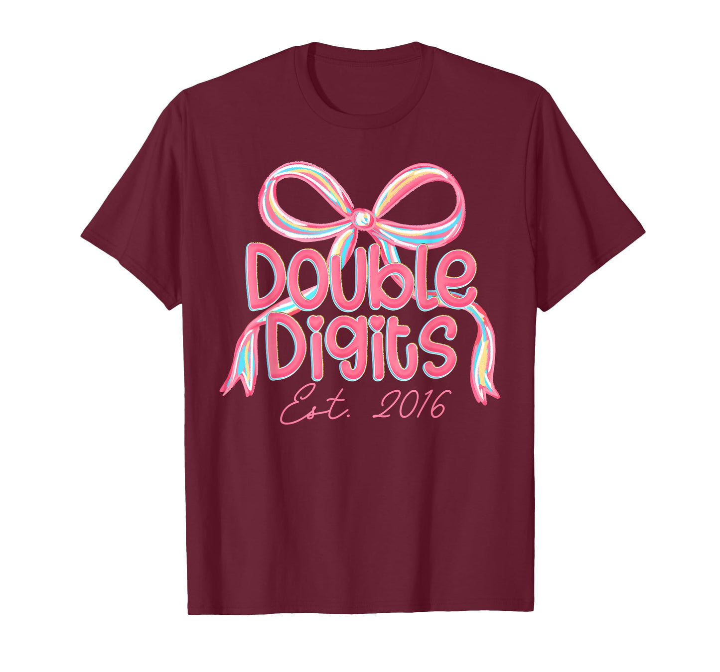 Preppy Double Digits Est 2016 Coquette Pink Birthday Girl T-Shirt