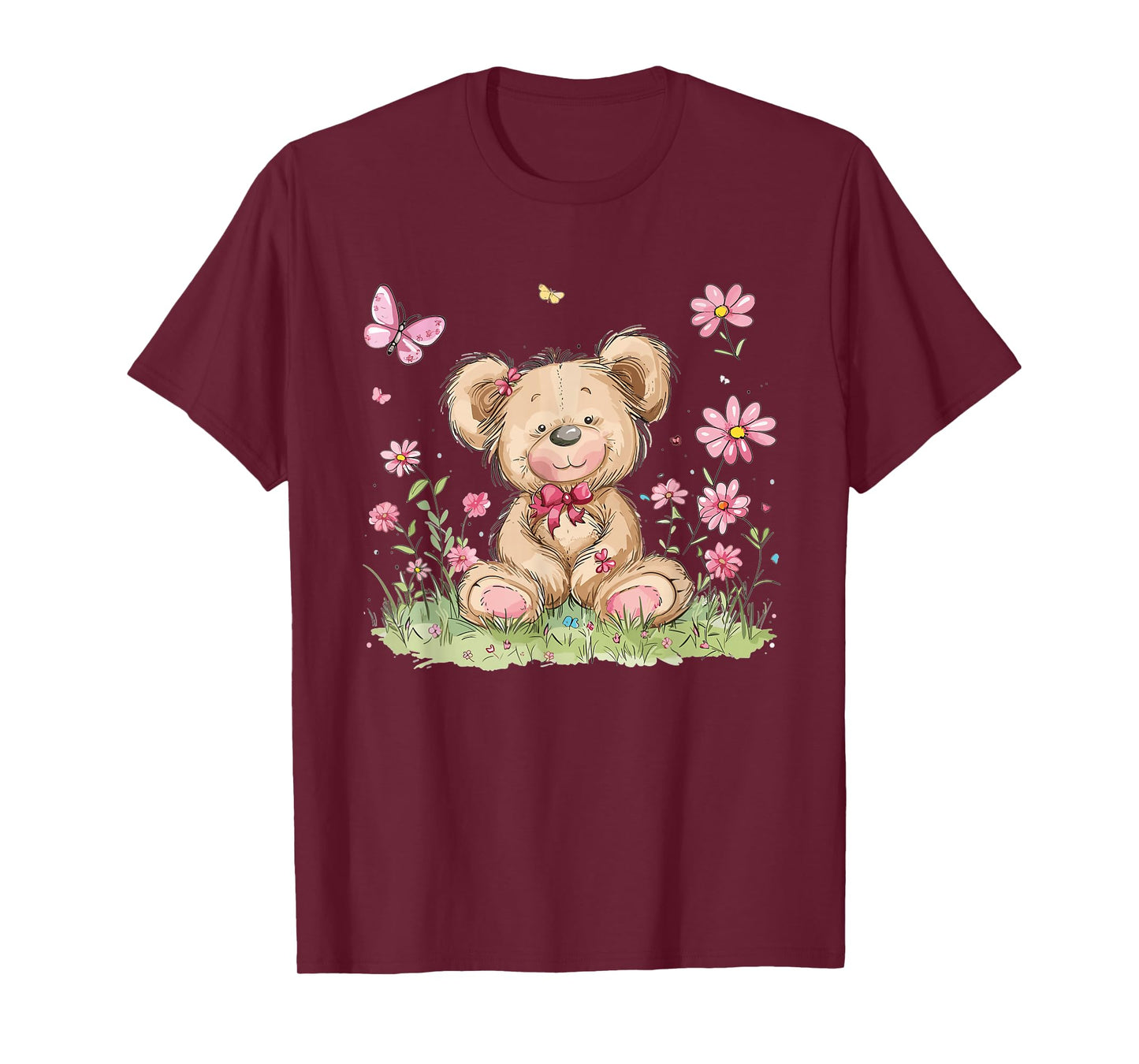Cute Teddy Bear With Flowers I Kids Teddy T-Shirt