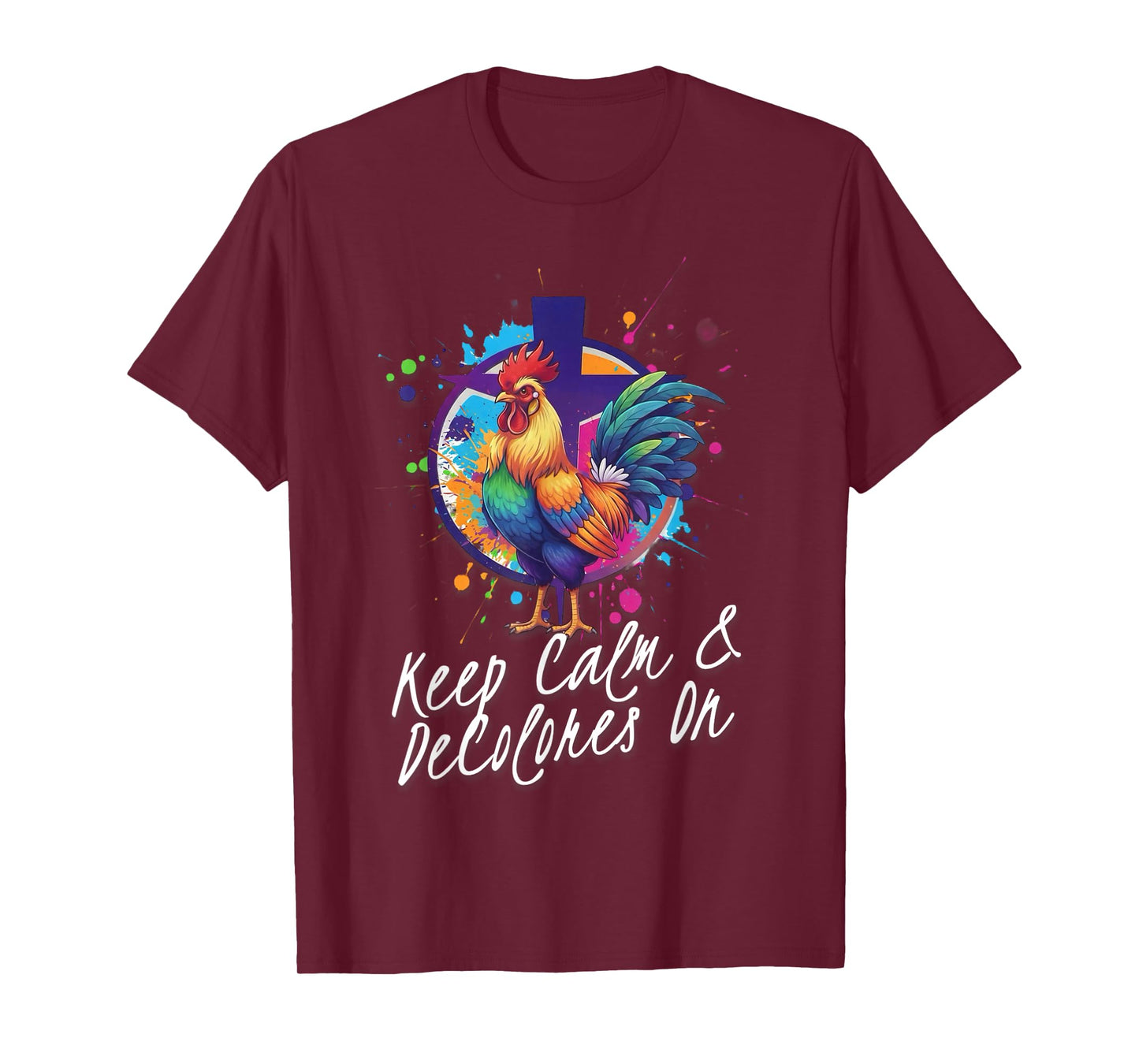 DeColores Cursillo Rainbow Rooster Catholic T-Shirt