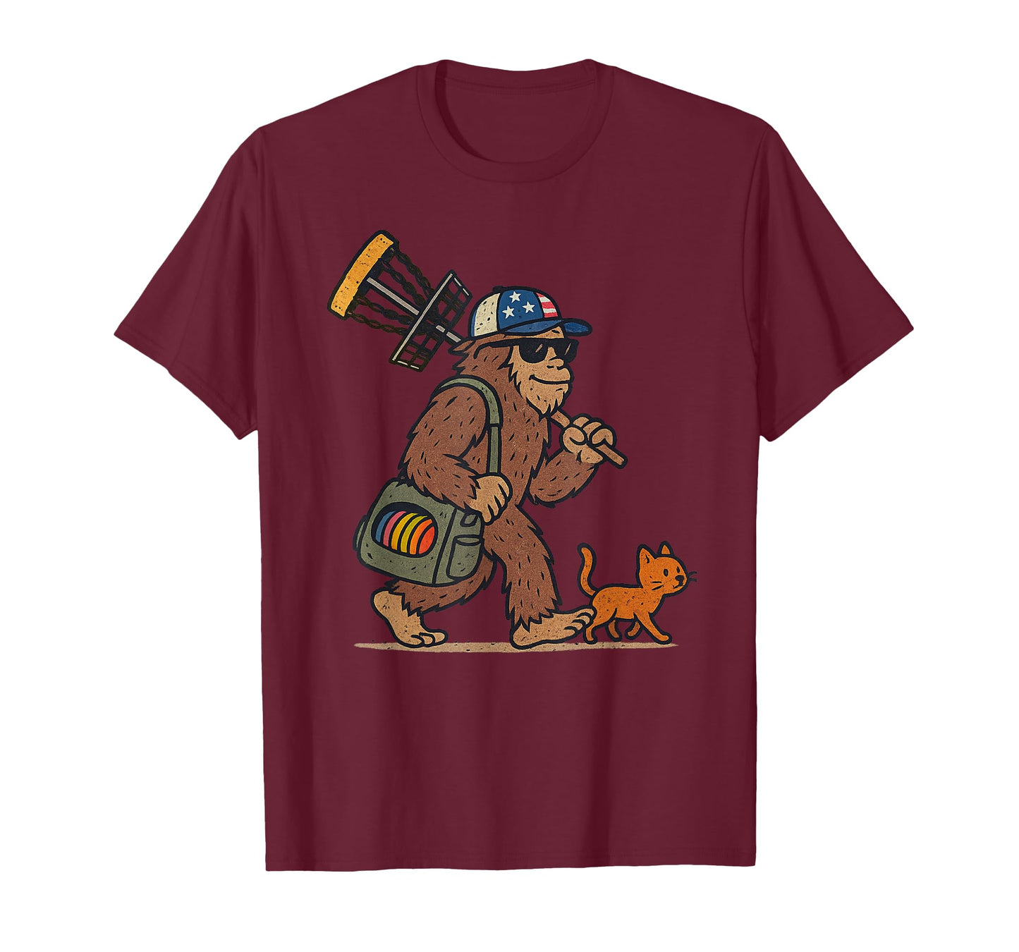 Sasquatch Disc Golfer Funny Cat Disc Golf T-Shirt