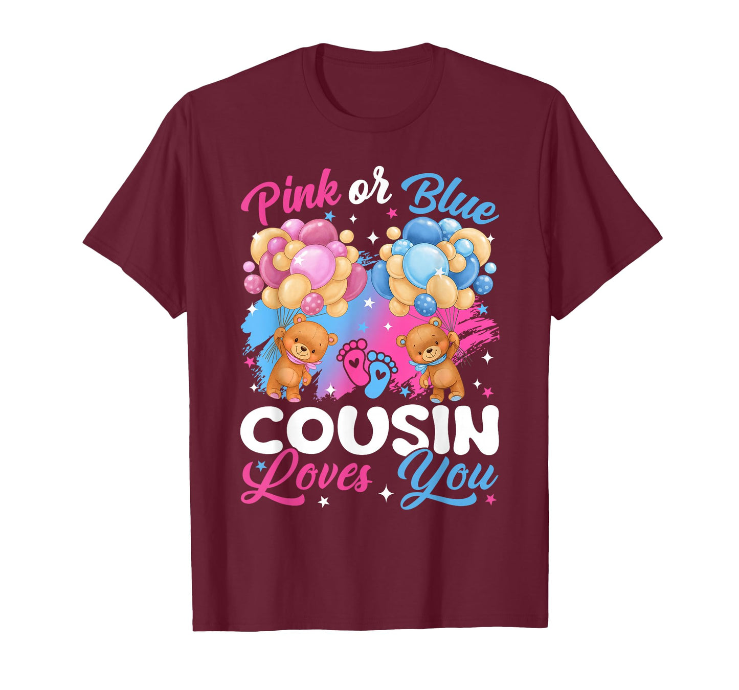 Bears Pink Or Blue Cousin Loves You Gender Reveal T-Shirt