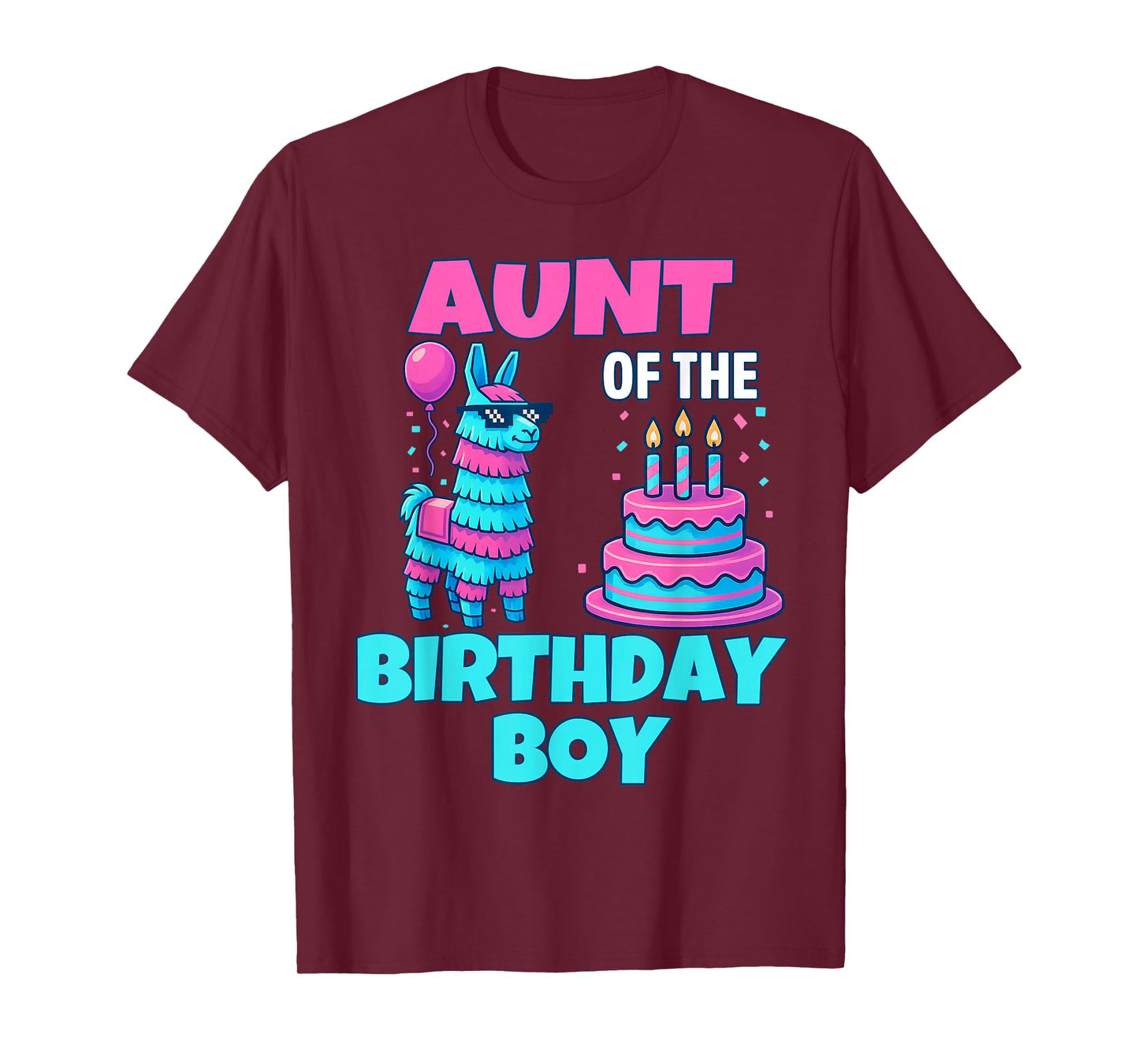 aunt of Birthday Boy Llama Pinata Party family mathing women T-Shirt