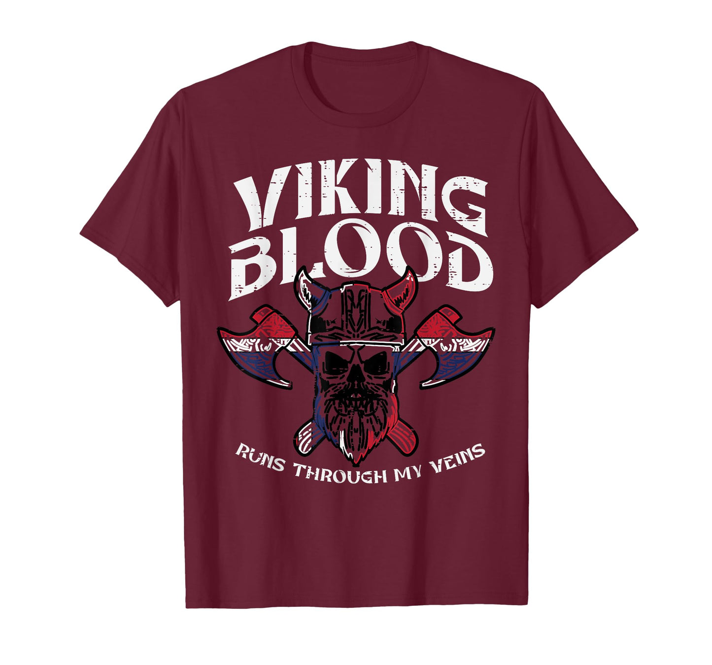 Viking Blood Runs Through My Veins Warrior Men Women Kids T-Shirt