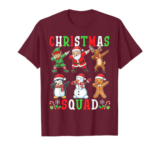 Christmas Squad Funny Matching Santa Reindeer Snowman Dab T-Shirt