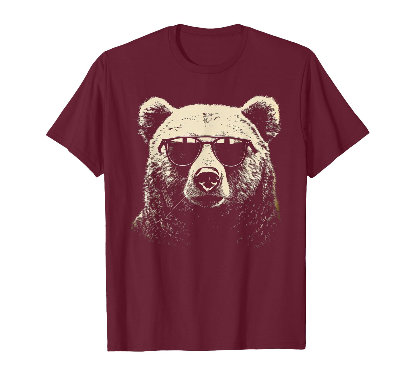 Funny Grizzly Bear Stencil With Sunglasses Punk Rock Art T-Shirt
