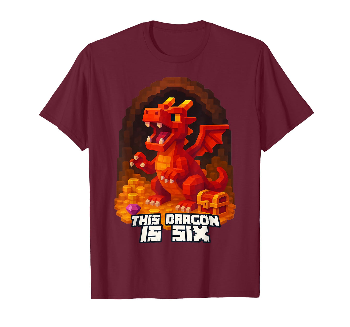 This Dragon is 6 Pixel Dragon 6th Birthday Party Kids Outfit T-Shirt