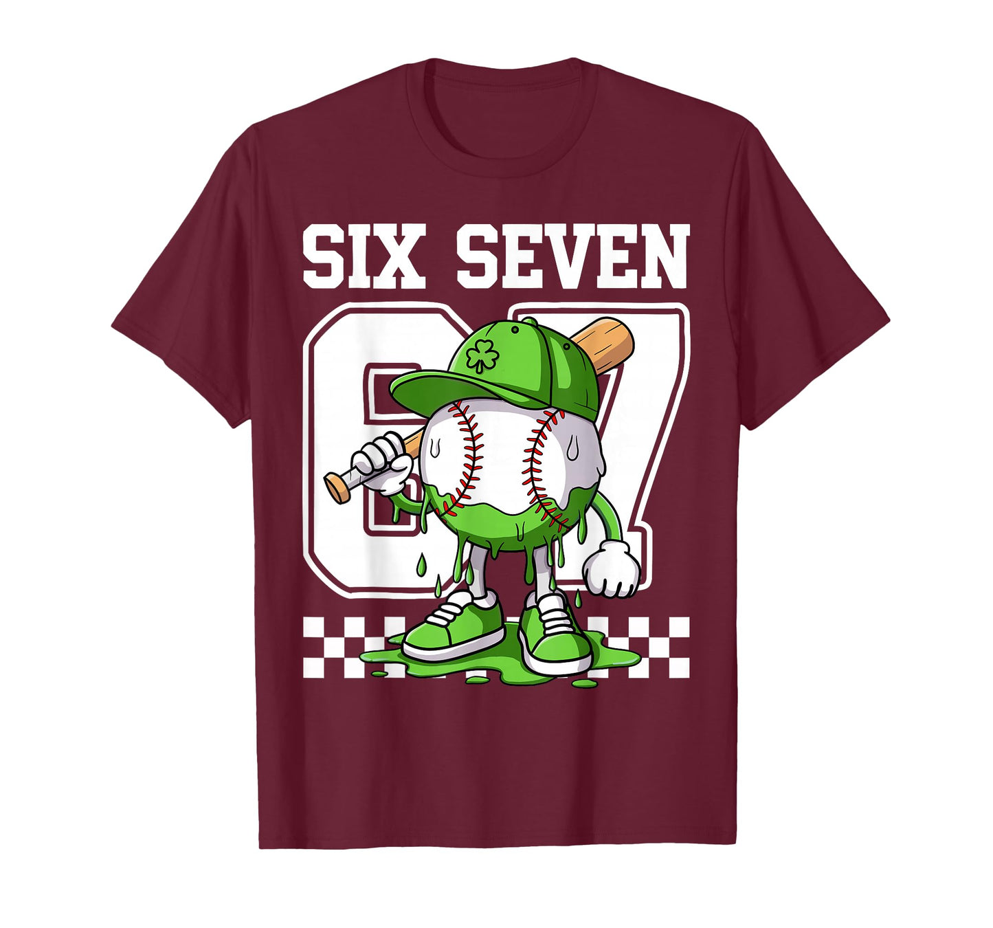 Boys St Patricks Day 67 Six Seven Baseball Ice Cream Drip T-Shirt