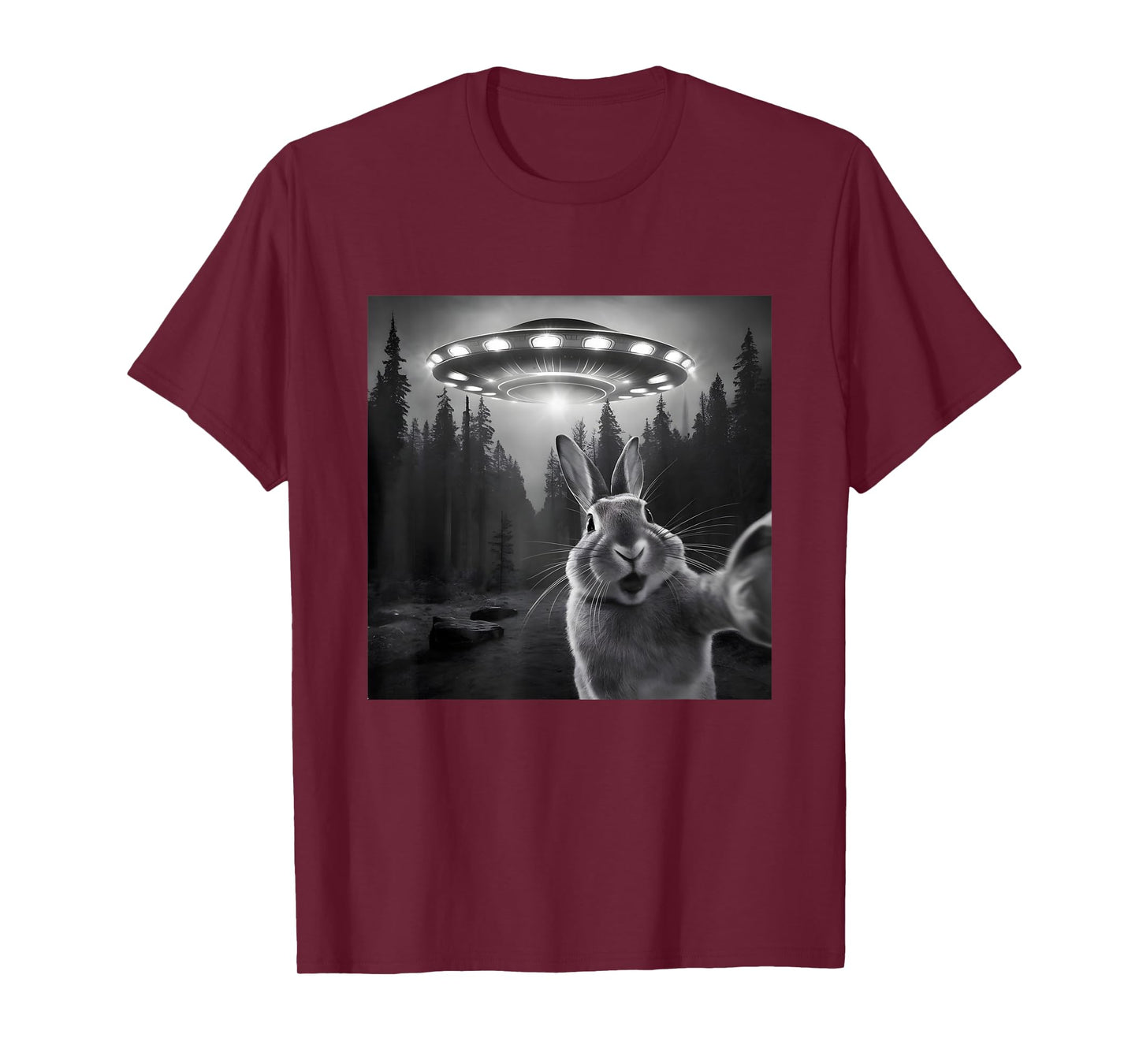 Rabbit Selfie With UFO - Funny Bunny Graphic Alien Lover T-Shirt